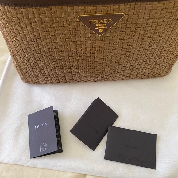 Brand New Prada Structured Medium Brown Straw Bag - Picture 9 of 9